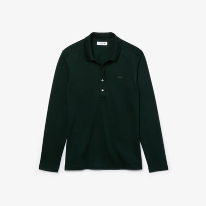 Lacoste Kadın Slim Fit Uzun Kollu Koyu Yeşil Polo