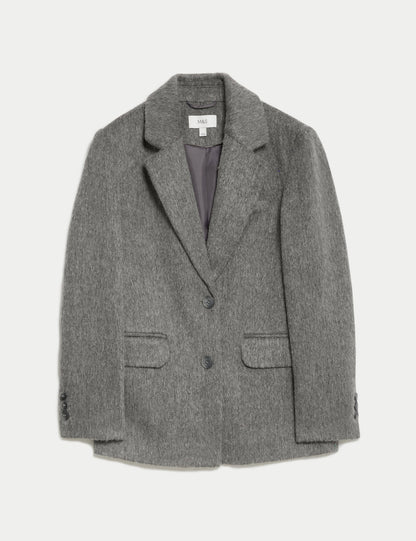 Yünlü Dokulu Blazer Ceket