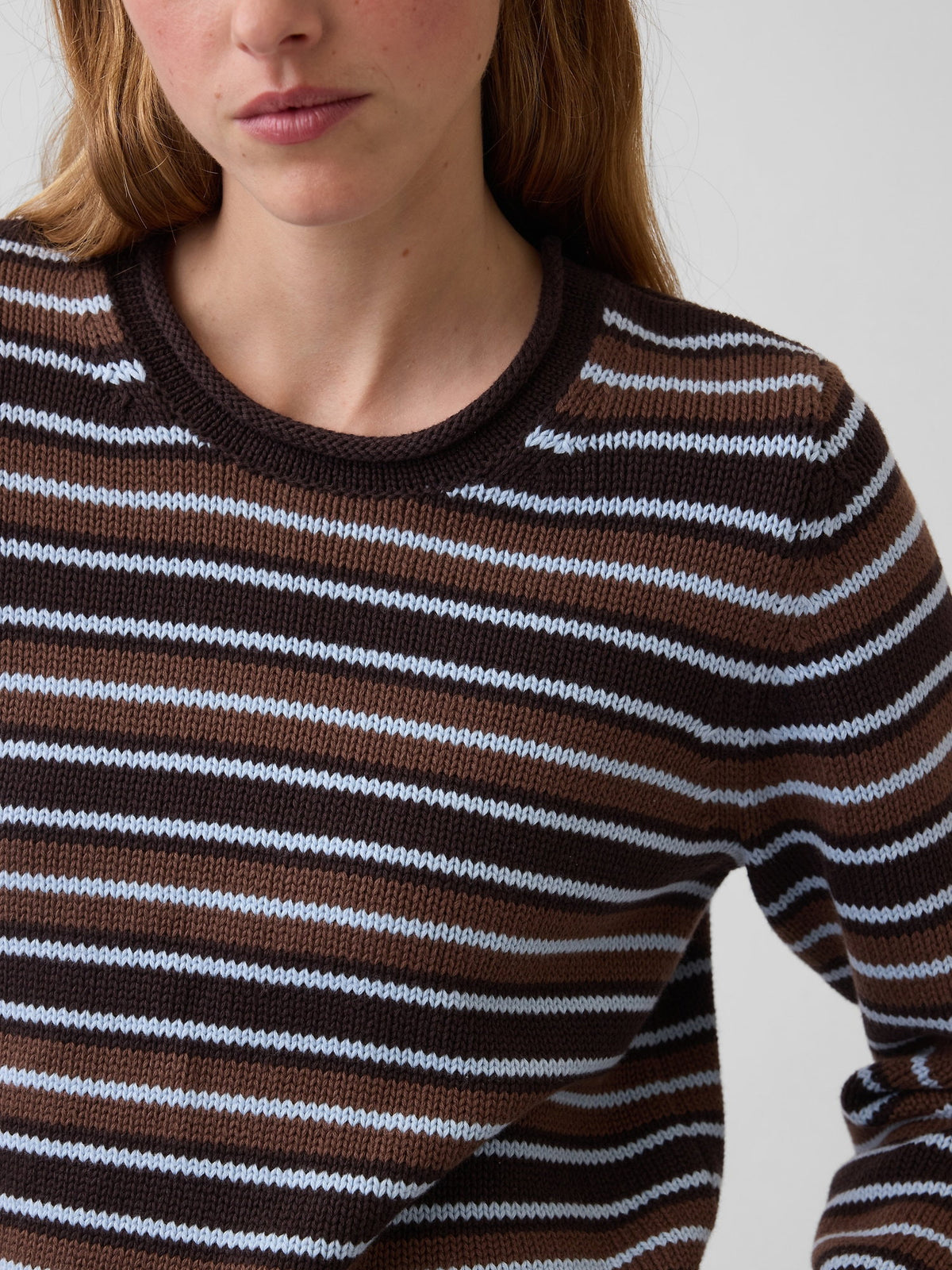 Kahverengi 100% Pamuk Rollneck Kazak