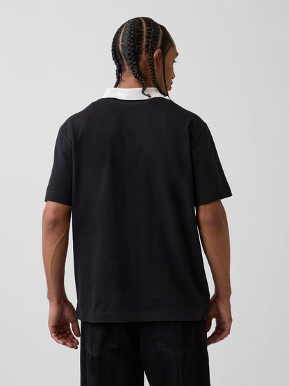 Beyaz Relaxed Gap Logo Rugby Polo T-shirt