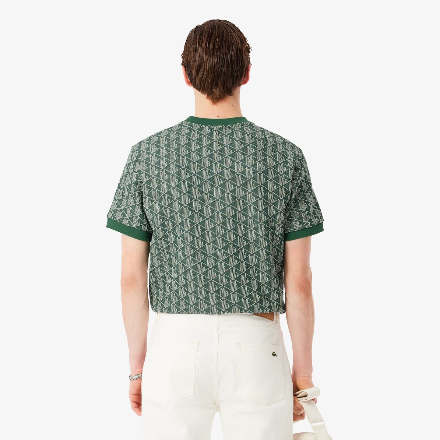 Lacoste Erkek Classic Fit Bisiklet Yaka Monogram Koyu Yeşil T-shirt
