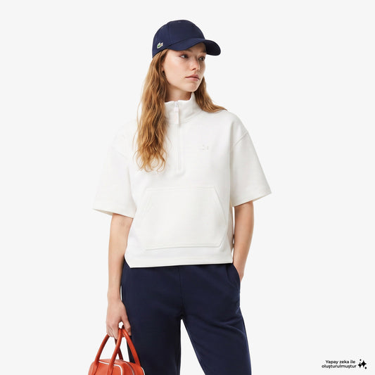 House Of Superstep X Lacoste Kapsul Koleksiyon Kadın Beyaz Sweatshirt