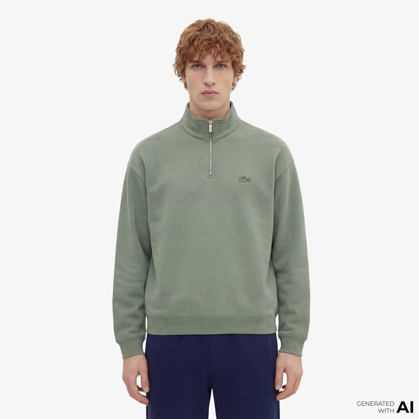 Lacoste Heavy Fleece Zipper Neck Unisex Yeşil Sweatshirt