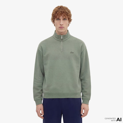 Lacoste Heavy Fleece Zipper Neck Unisex Yeşil Sweatshirt