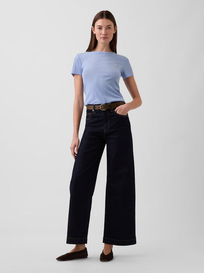 Mavi Fitilli Pointelle Crewneck T-shirt