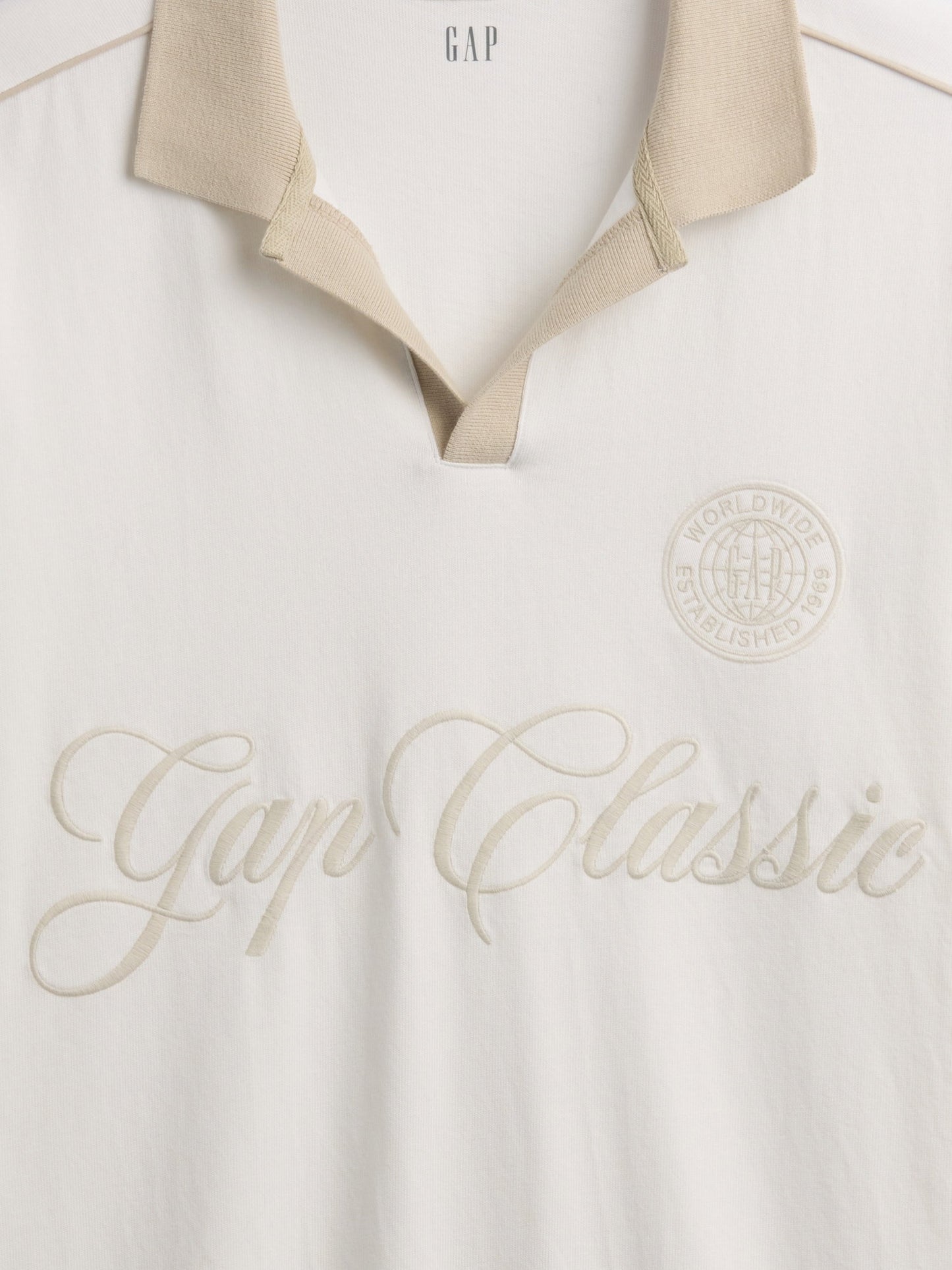 Beyaz Relaxed Gap Logo Rugby Polo T-shirt