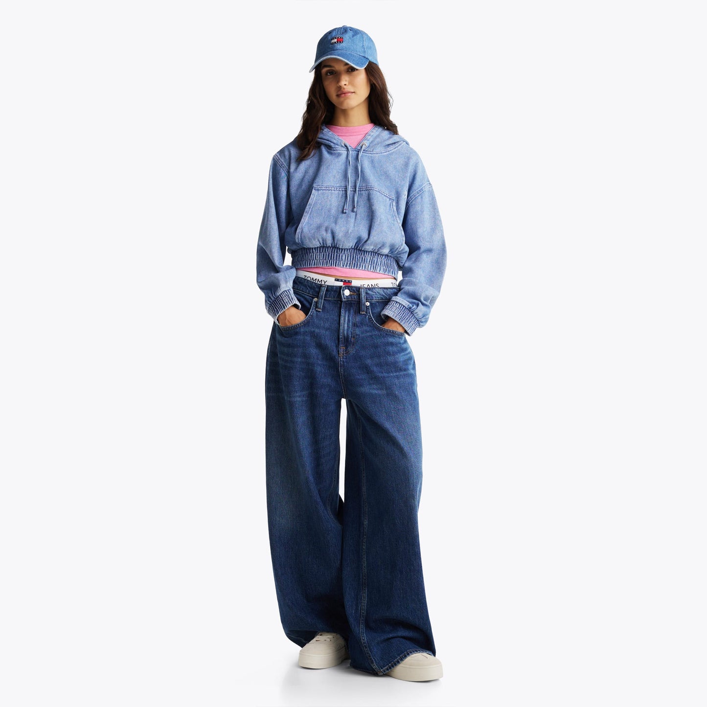 Tommy Hilfiger Tjw Denim Cropped Kadın Mavi Hoodie