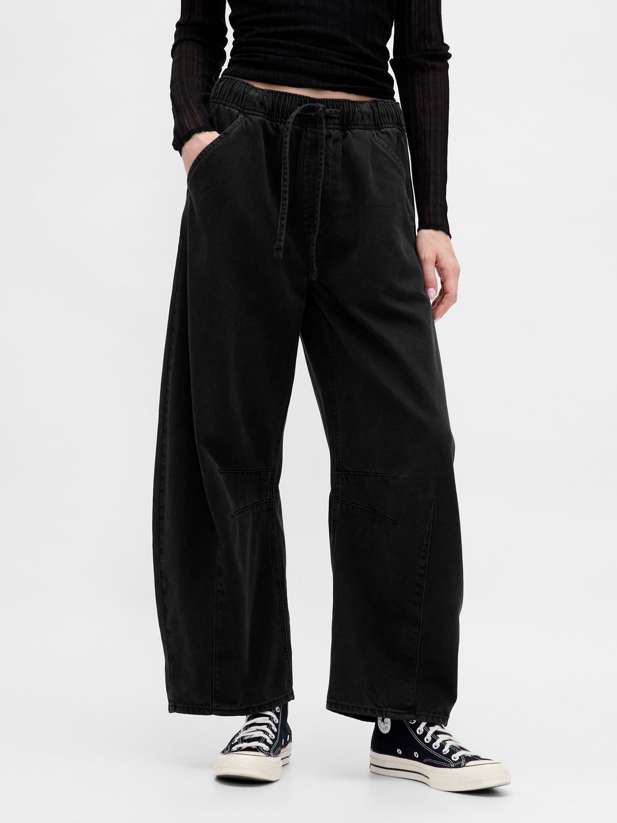 Siyah Mid Rise Ultrasoft Easy Horseshoe Jean Pantolon