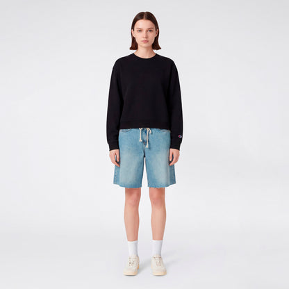 Champion Crewneck Regular Fit Kadın Siyah Sweatshirt