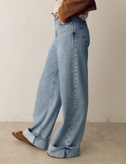 Yüksek Bel Lyocell Karışımlı Geniş Paça Jean
