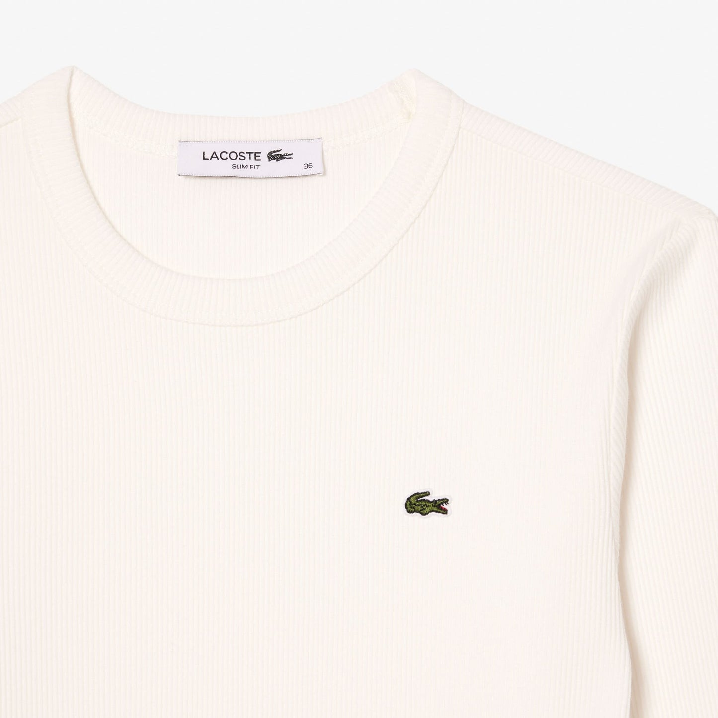 Lacoste Slim Fit Uzun Kollu Kadın Beyaz Tişört