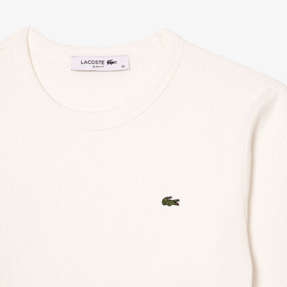 Lacoste Slim Fit Uzun Kollu Kadın Beyaz Tişört