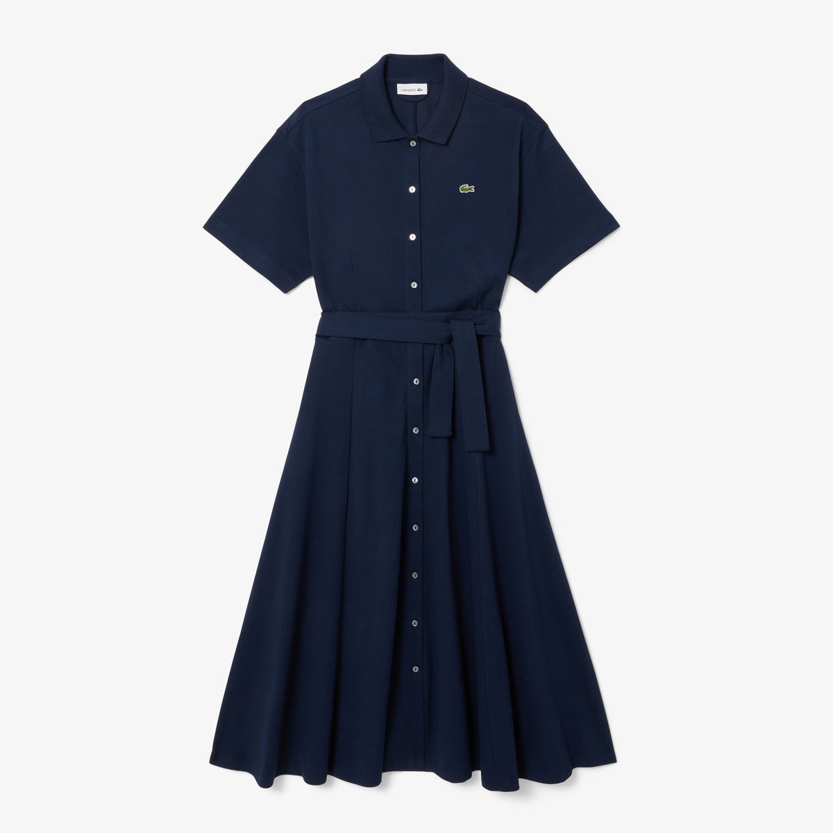 Lacoste Kadın Flare Fit Kısa Kollu Polo Yaka Lacivert Elbise