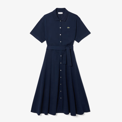 Lacoste Kadın Flare Fit Kısa Kollu Polo Yaka Lacivert Elbise