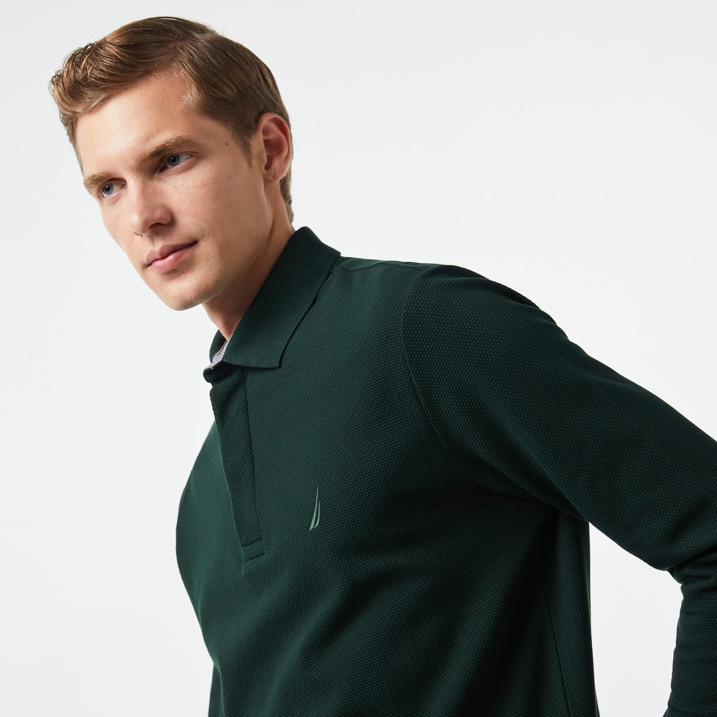 Nautica Erkek Yeşil Slim Fit Uzun Kollu Polo Yaka T-shirt