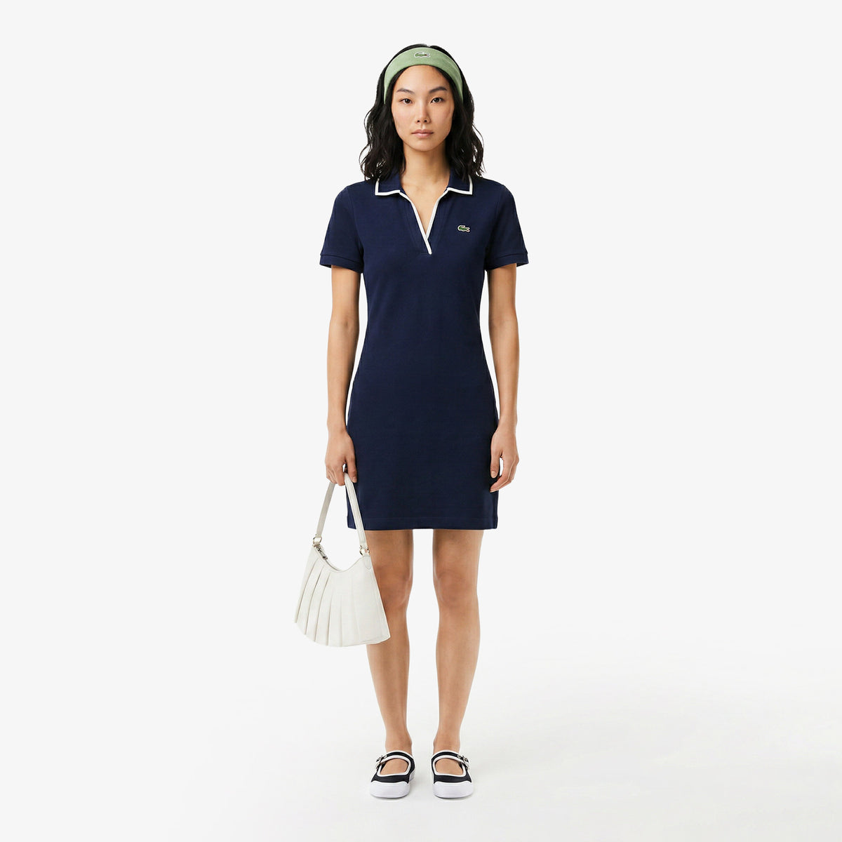 Lacoste Kadın Classic Fit Kısa Kollu Polo Yaka Lacivert Elbise