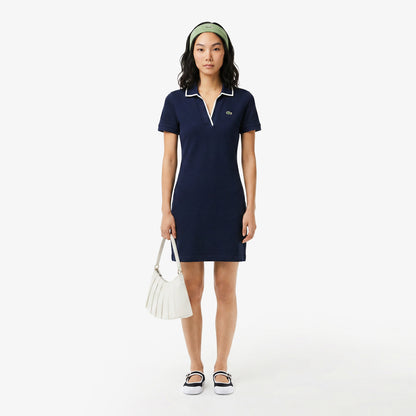 Lacoste Kadın Classic Fit Kısa Kollu Polo Yaka Lacivert Elbise