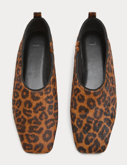 Leopar Desenli Balerin Ayakkabısı