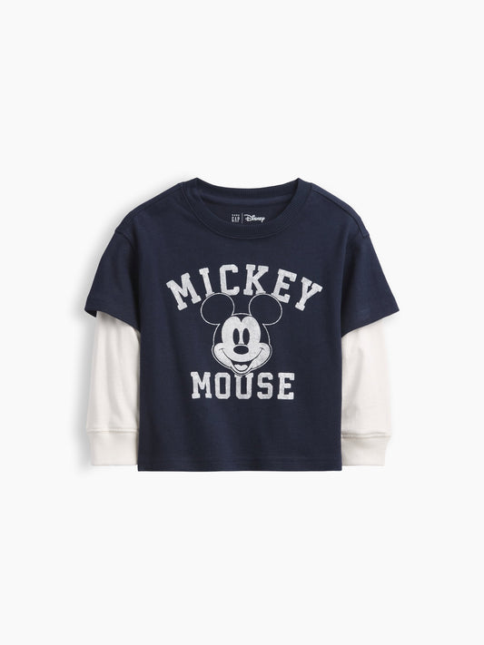 Lacivert Gap × Disney Double-layer T-shirt