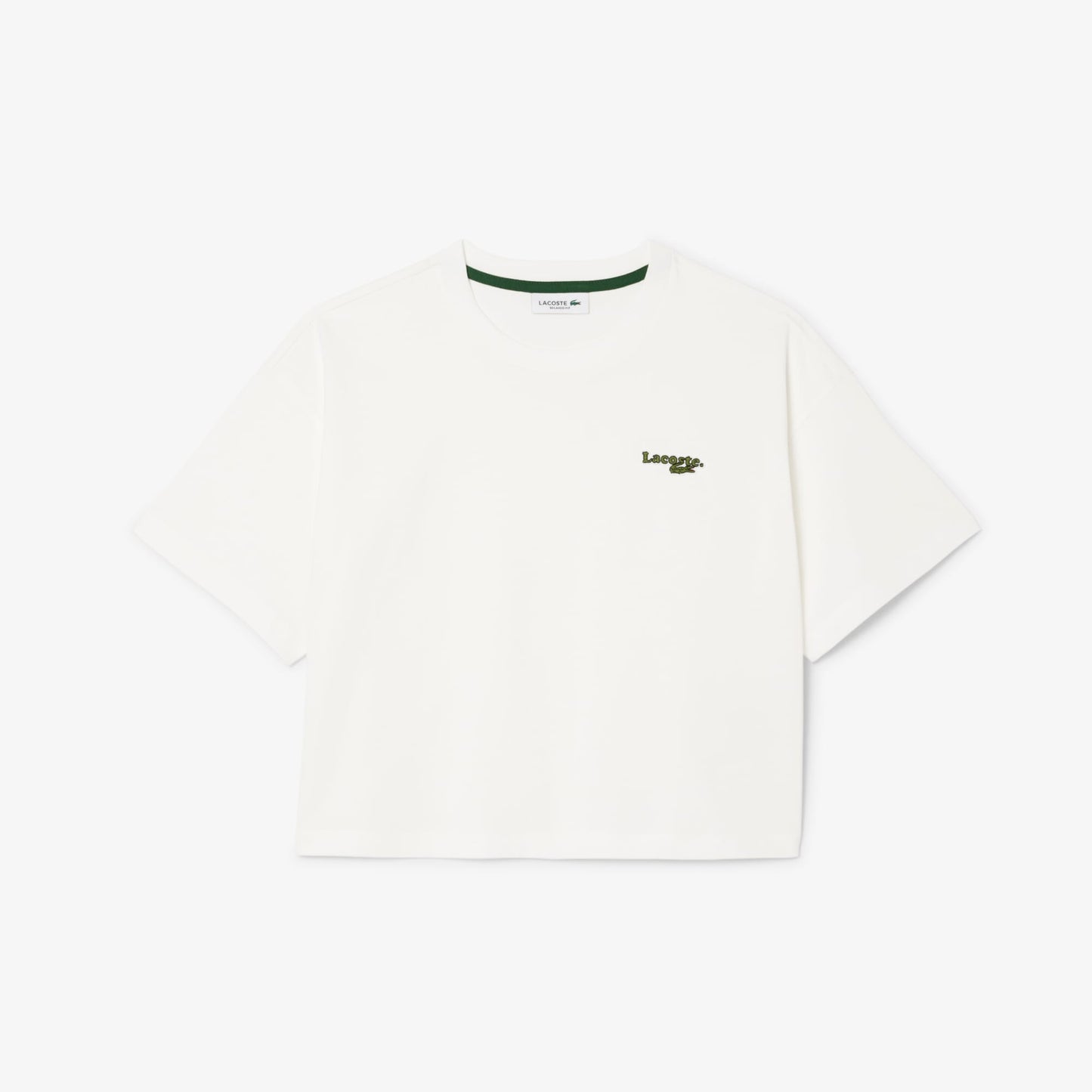 Lacoste Kadın Relaxed Fit Bisiklet Yaka Beyaz T-shirt