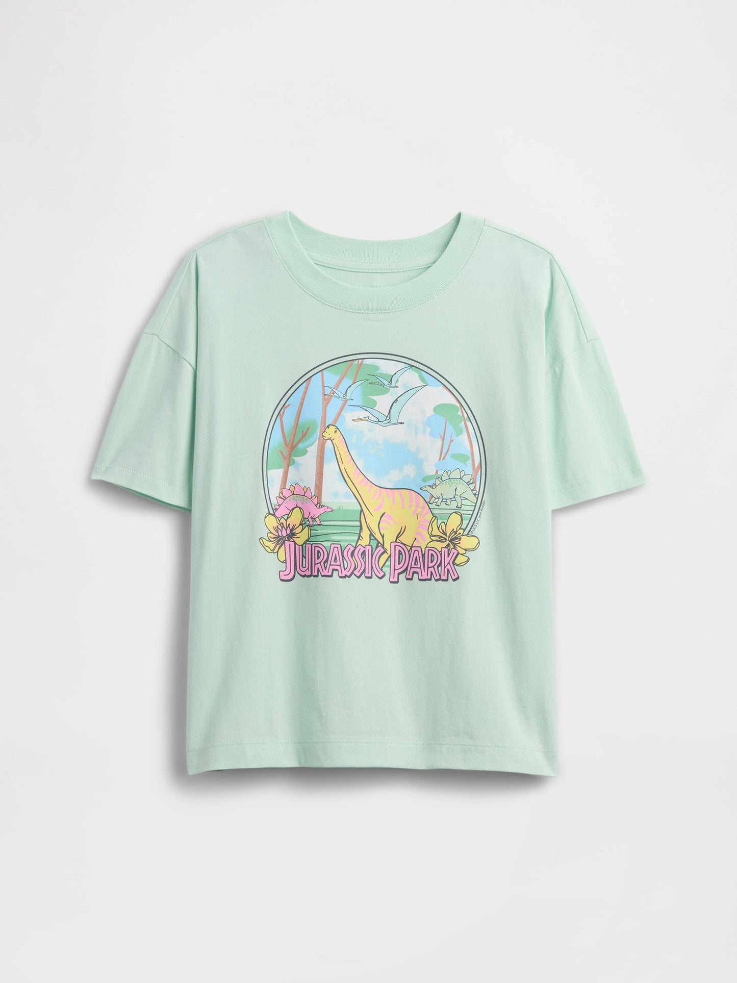 Yeşil Jurassic Park Grafik Baskılı T-shirt