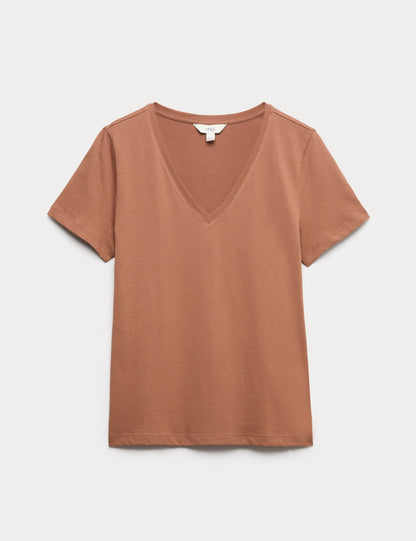 Pamuklu V Yaka T-shirt