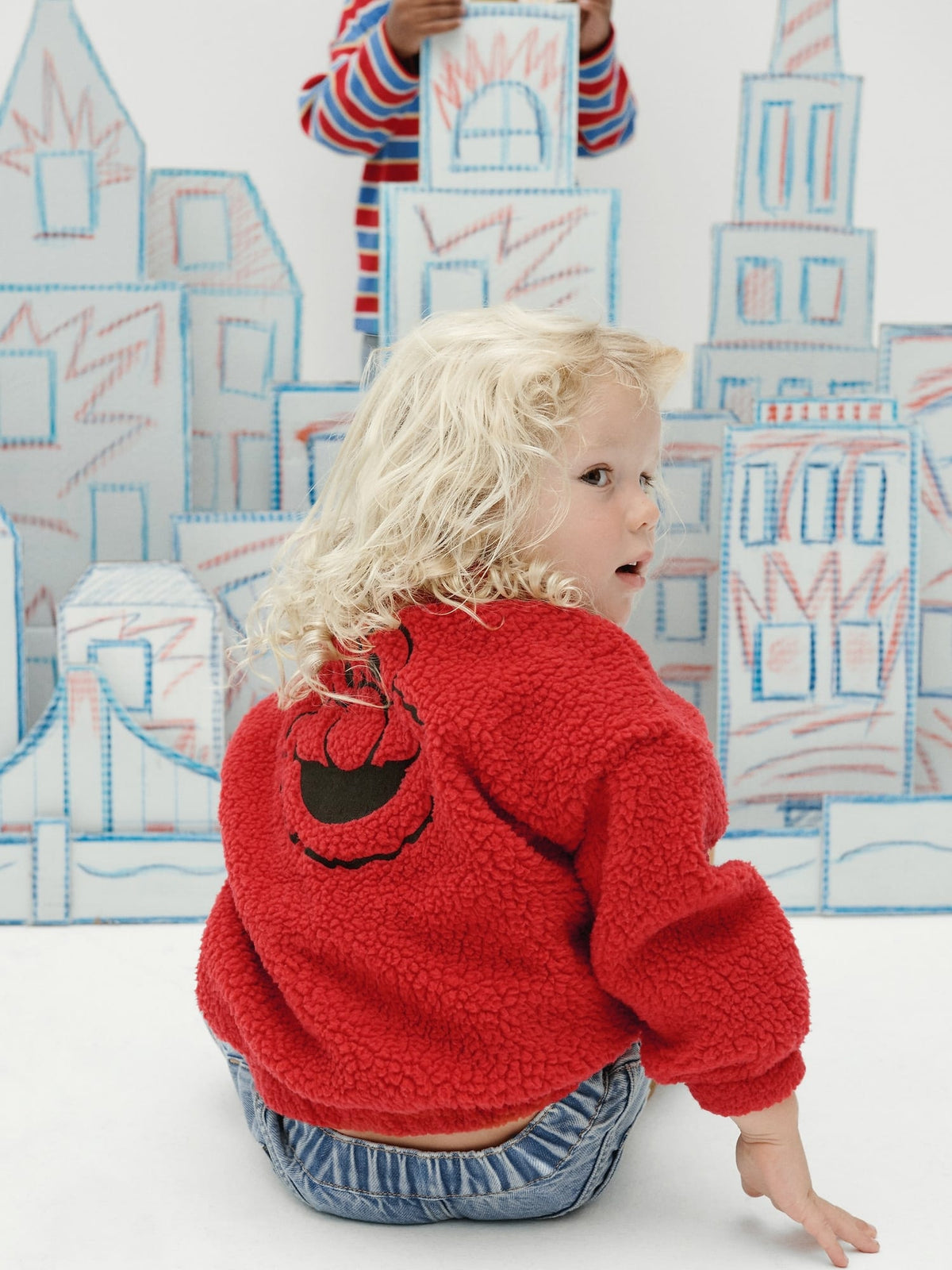 Kırmızı Sesame Street Sherpa Fermuarlı Sweatshirt