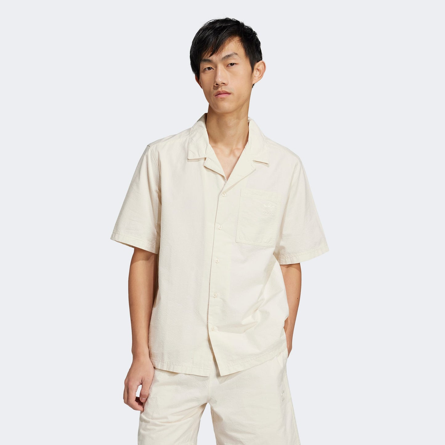 Adidas Essentials Plus Erkek Beyaz Kısa Kollu Gömlek