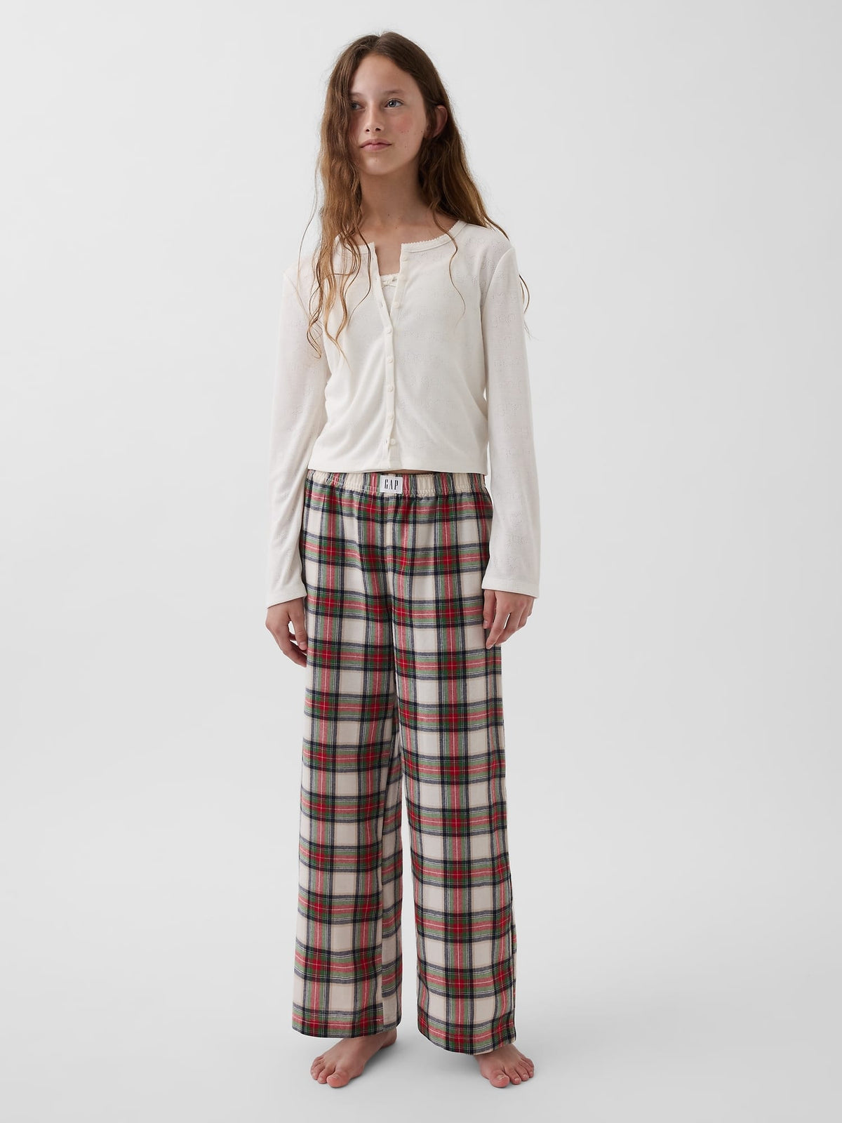 Beyaz Recycled Flannel Pijama Altı