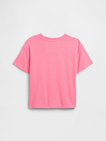 Pembe Oversized Grafik Baskılı T-shirt