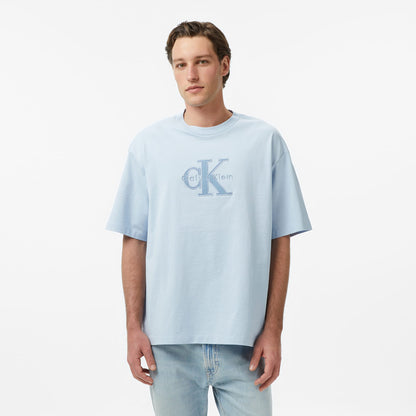 Calvin Klein 16s Elevated Monologo Erkek Mavi T-shirt