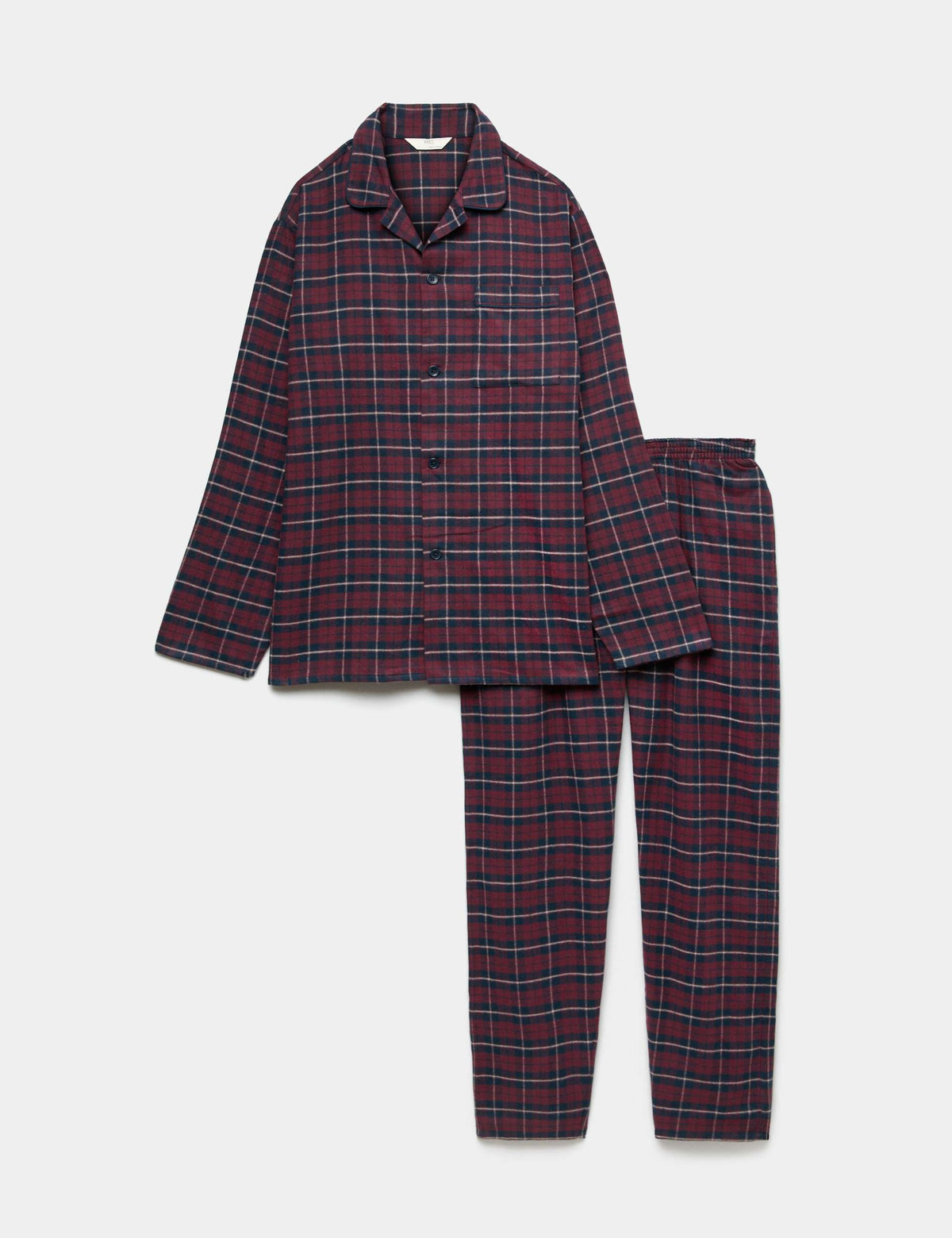 Saf Pamuklu Ekose Desenli Pijama Takımı