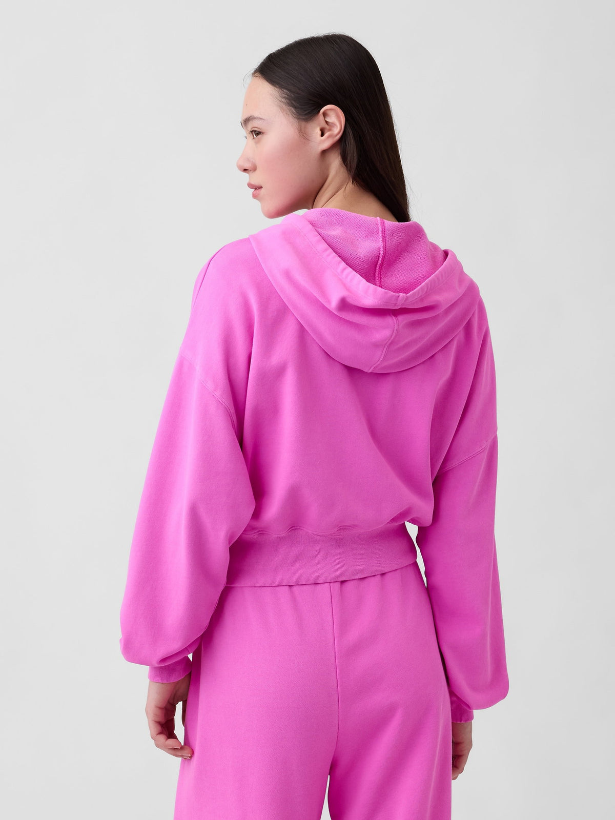 Pembe Oversized Gap Logo Fransız Havlu Kumaş Fermuarlı Sweatshirt