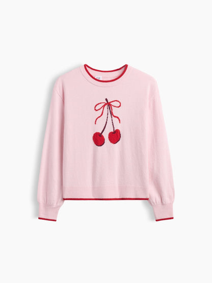 Pembe Cashsoft Relaxed Bisiklet Yaka Kazak