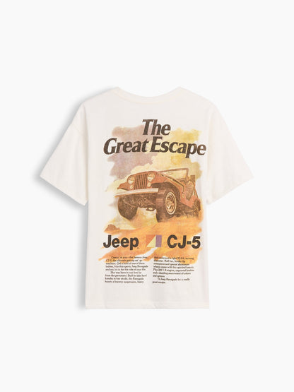 Beyaz Relaxed Grafik Baskılı T-shirt