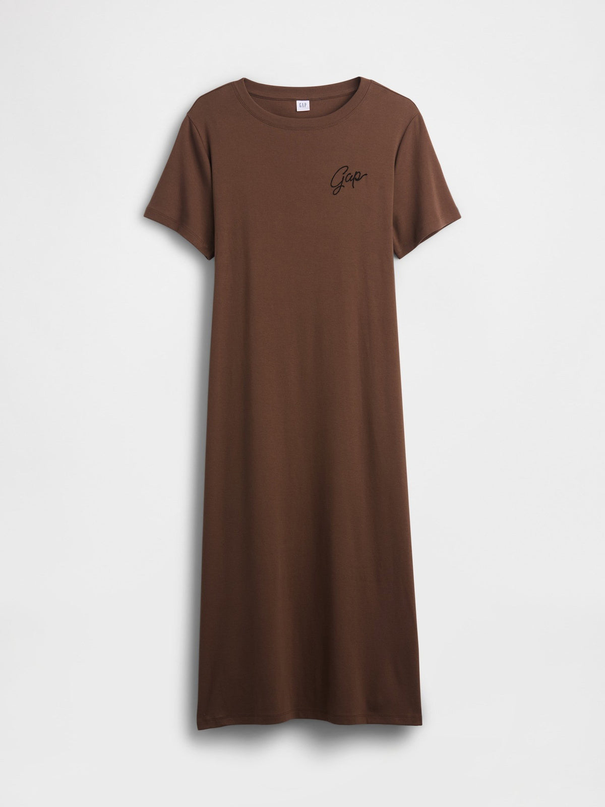 Kahverengi Relaxed Gap Logo Cutout T-shirt Midi Elbise