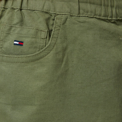 Tommy Hilfiger Kadın Yeşil Keten Şort