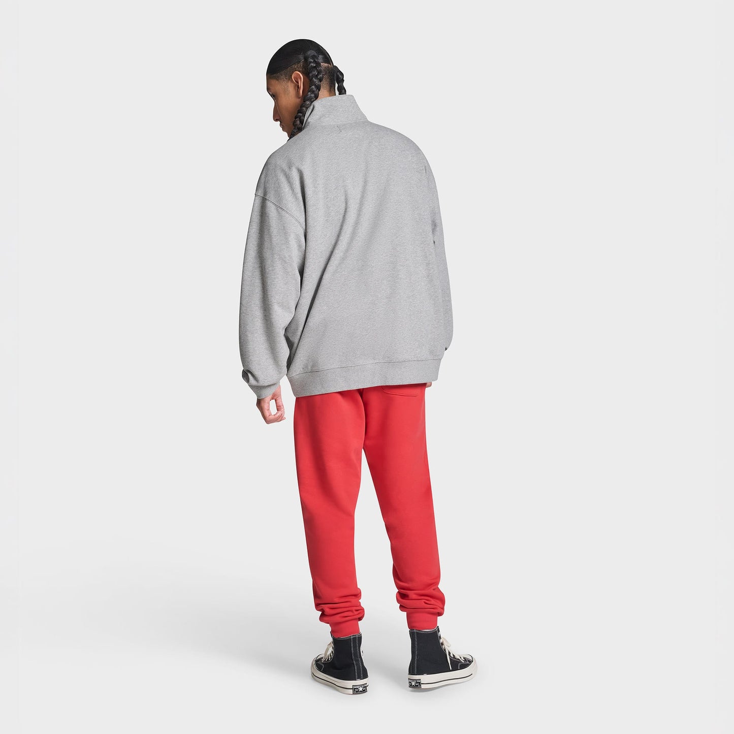 Converse Loose Fit Sneaker Patch Half Zip Erkek Gri Sweatshirt
