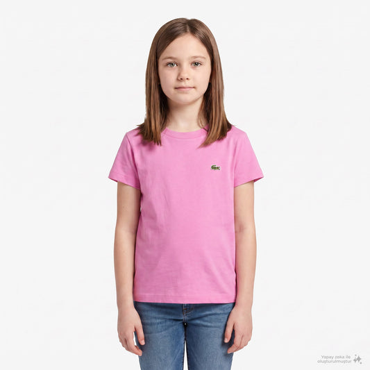 Lacoste Bisiklet Yaka Çocuk Pembe T-shirt