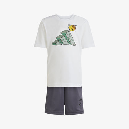 Adidas Minecraft Çocuk Beyaz Şort Takım