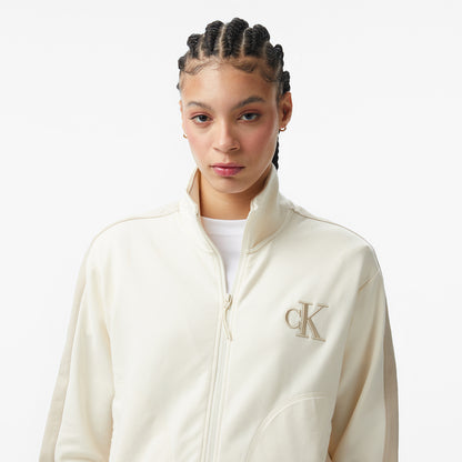 Calvin Klein Stretch Terry Track Kadın Beyaz Ceket