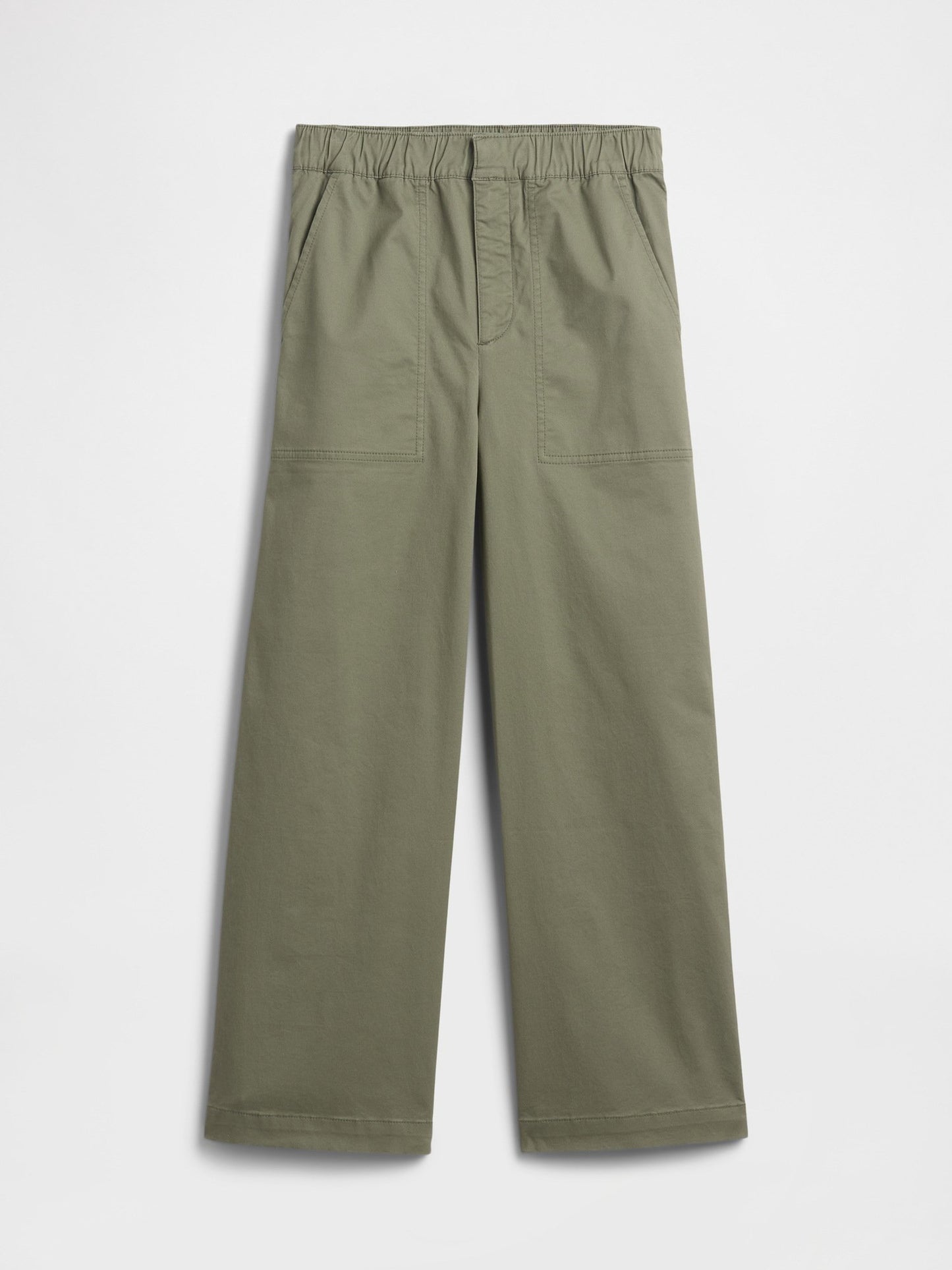 Haki High Rise Baskılı Easy Wide-leg Khaki Pantolon