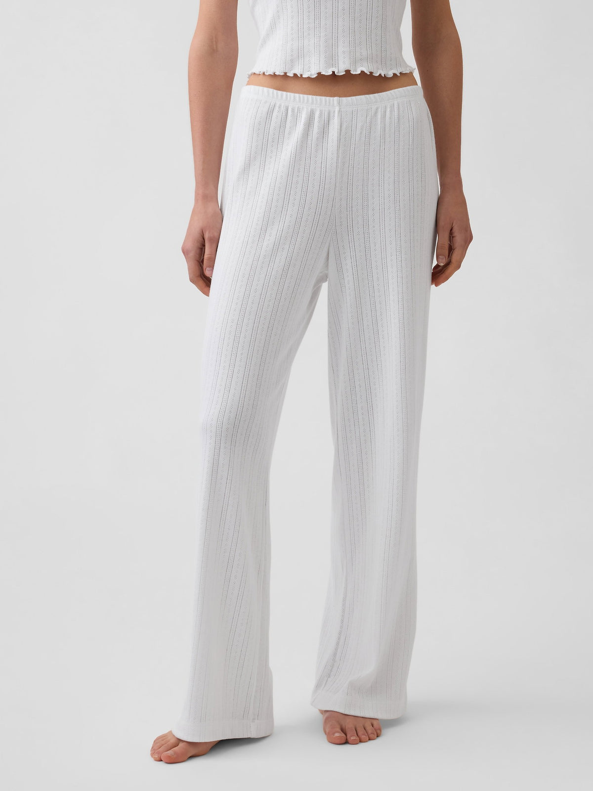 Beyaz Pointelle Pijama Altı