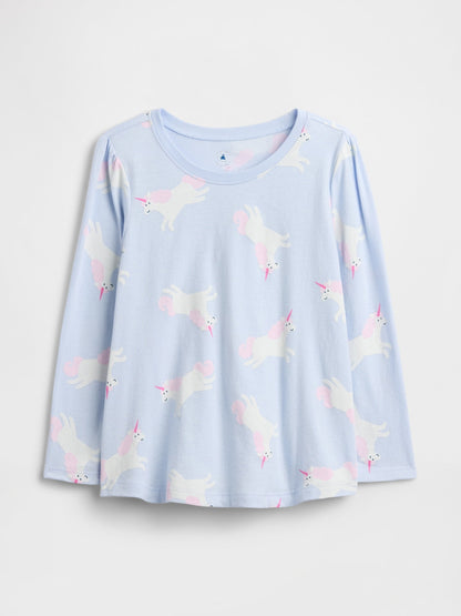 Açık Mavi Gap Puff Sleeve T-shirt
