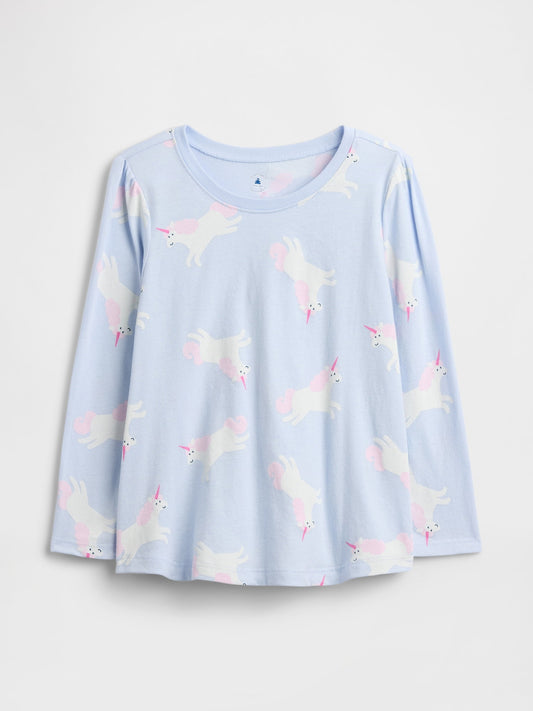 Açık Mavi Gap Puff Sleeve T-shirt