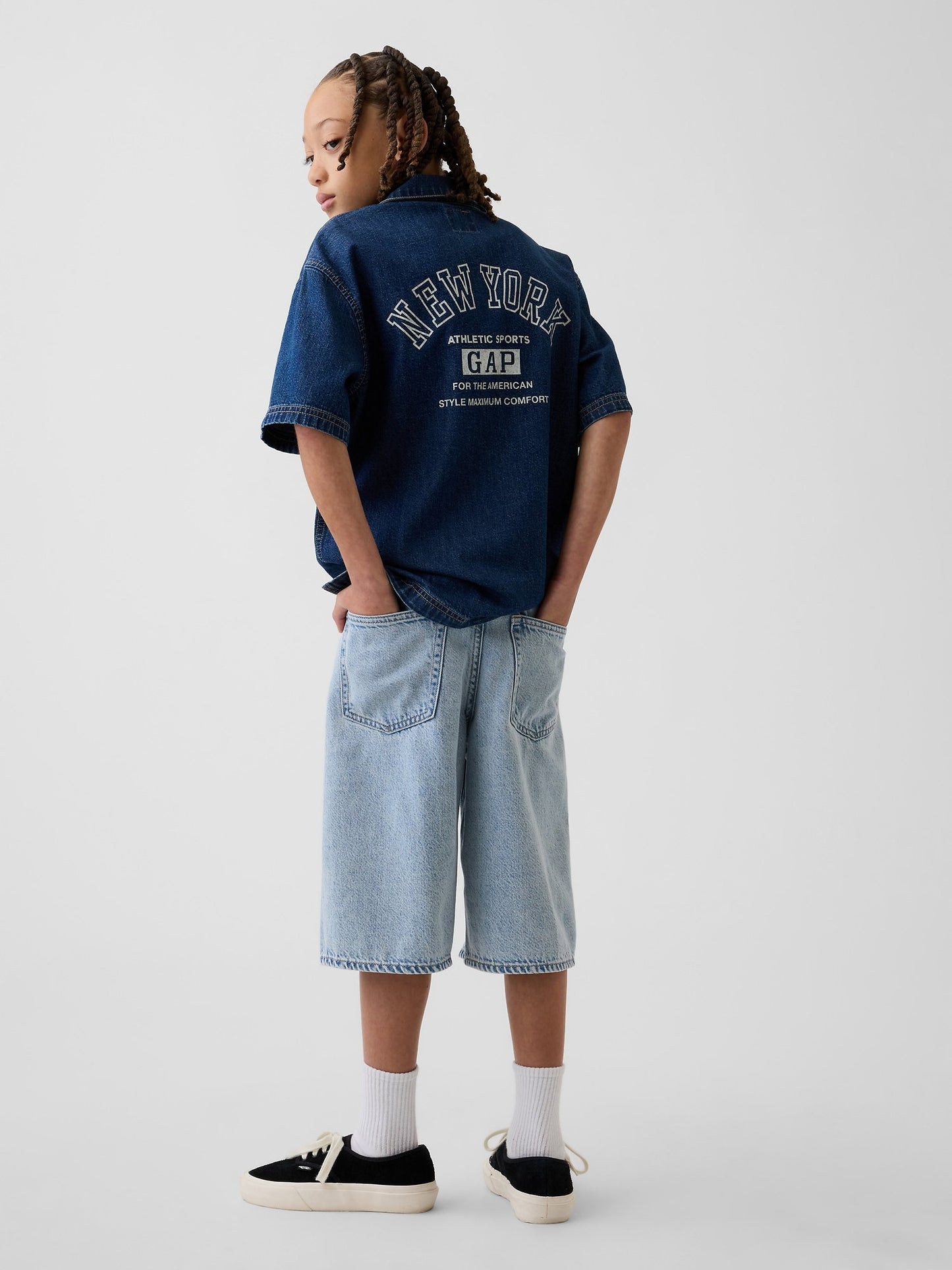 Açık Mavi Kids Ultrasoft Denim Baggy Şortlar