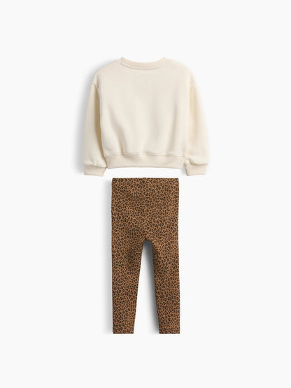 Kahverengi Sweatshirt & Tayt Seti