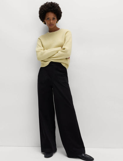 Denim Elastik Belli Wide Leg Pantolon