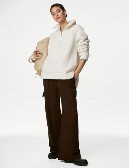 Fermuar Detaylı Borg Sweatshirt