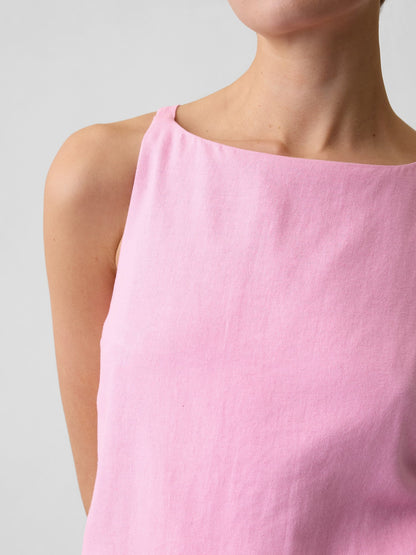 Açık Pembe Keten Karışımlı Apron Bluz